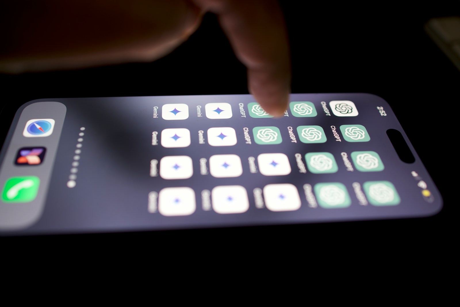 a close up of a person touching a cell phone